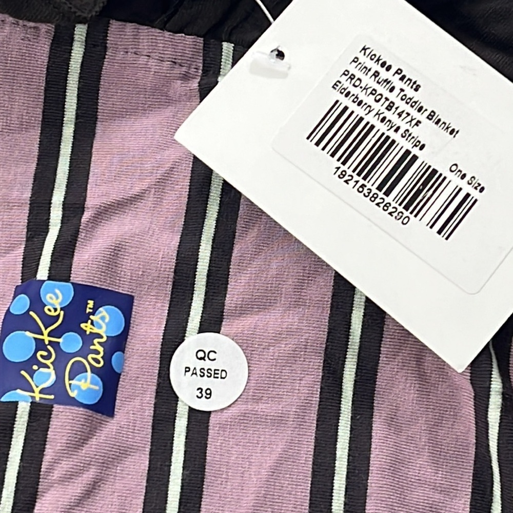 NEW Kickee Pants Print Ruffle Toddler Blanket Elderberry Kenya Stripe - Picture 3 of 6